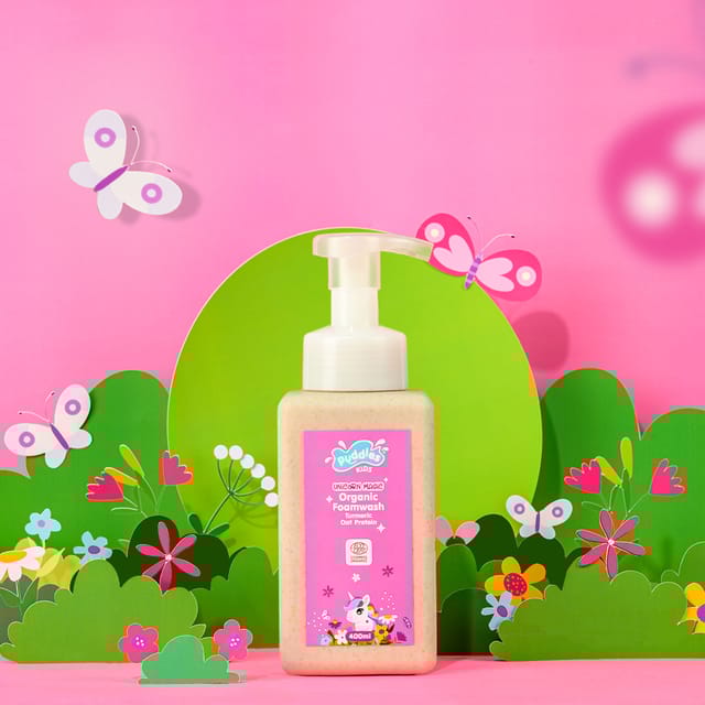 Puddles Kids Organic Foam Wash| Unicorn Magic with Turmeric and Oat Protein- 400 ML
