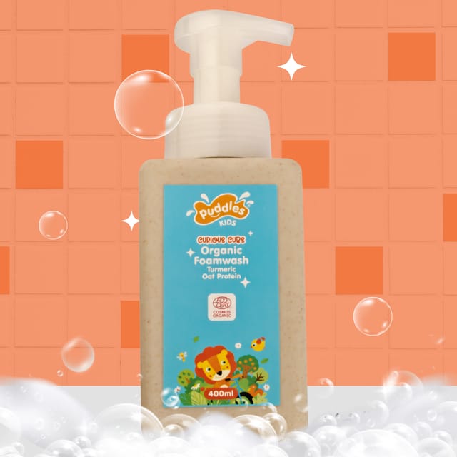 Puddles Kids Organic Foam Wash| Curious Cubs with Turmeric and Oat Protein- 400 ML