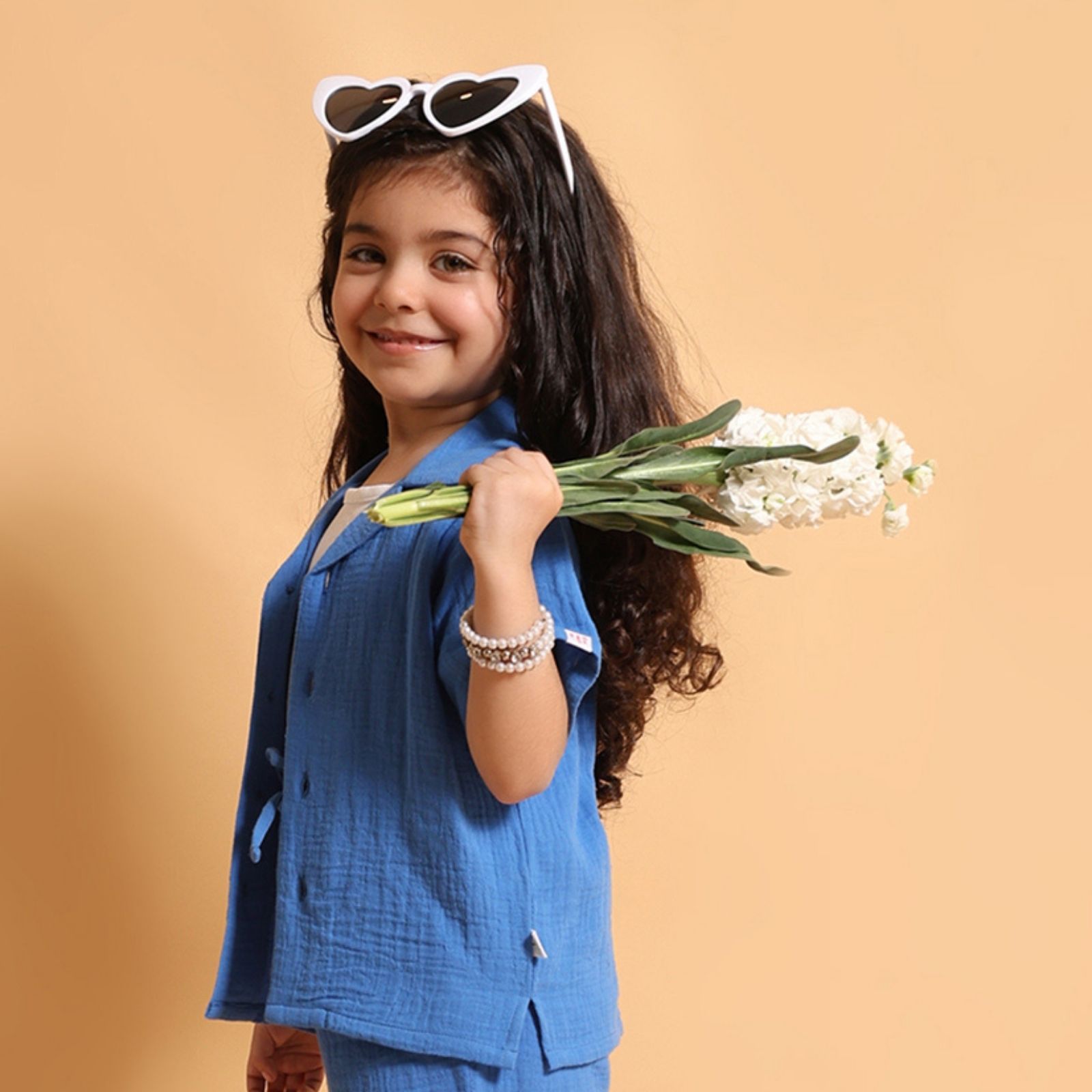 Kids of Greendeer Double Gauze Resort Shirt - Soft, Breathable & Relaxed Fit-Blue
