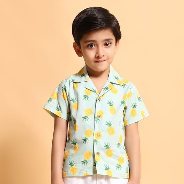 Kids of Greendeer 100% Cotton Resort Shirt – Chic ,Comfy & Relaxed Fit-Mint