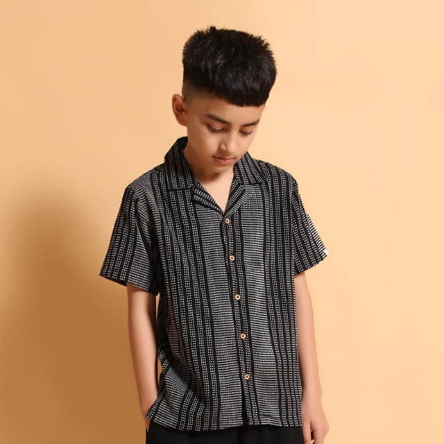 Kids of Greendeer 100% Cotton Kanta Resort Shirt - Black
