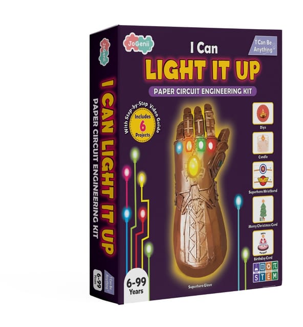 JoGenii's I Can Light It Up - Paper Circuit Kit | Contains 6 projects | Science meets Craft | Includes 2 DIY Superhero Accessories